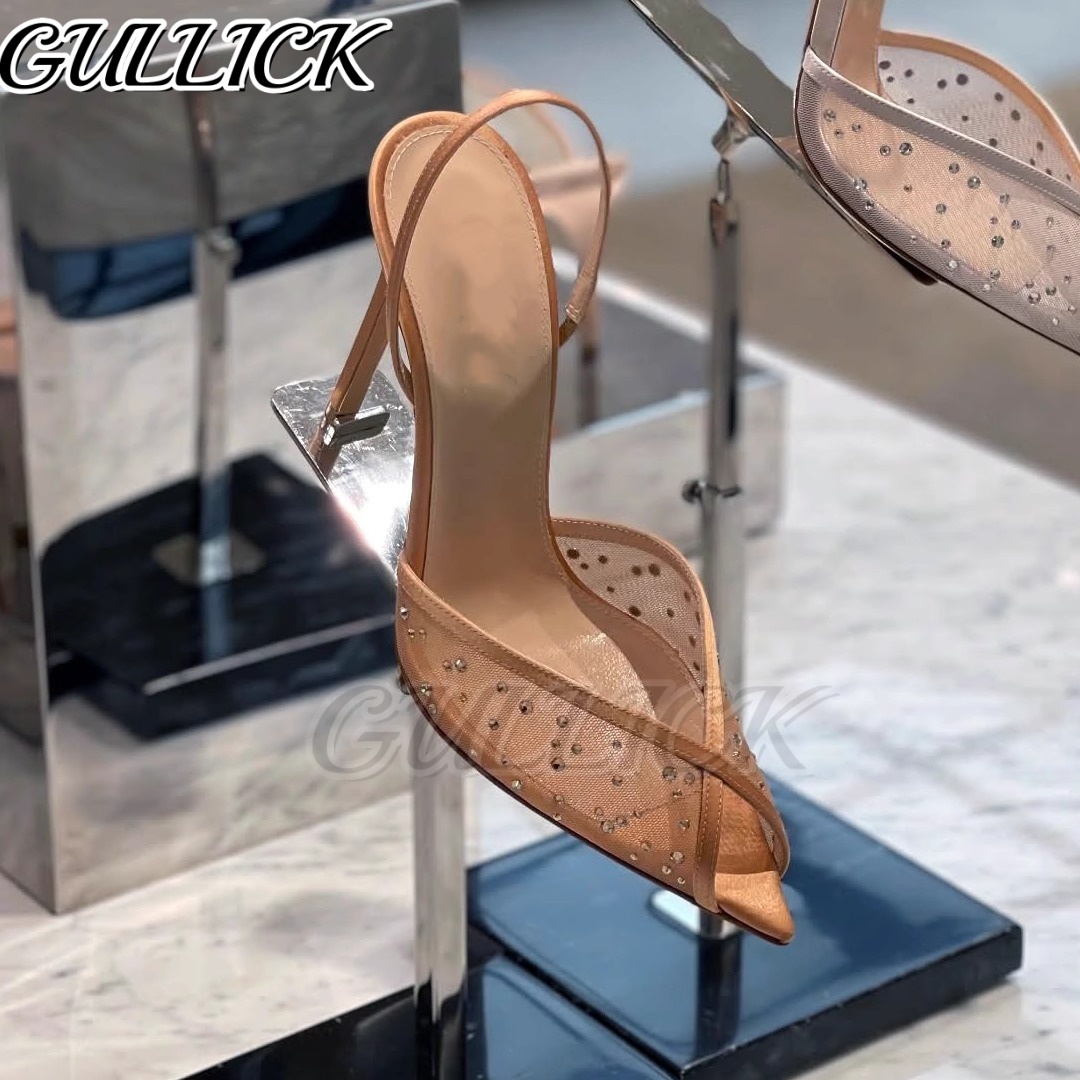 Kids Shoes Women - Rhinestones Heeled Sandals Pointed Toe High