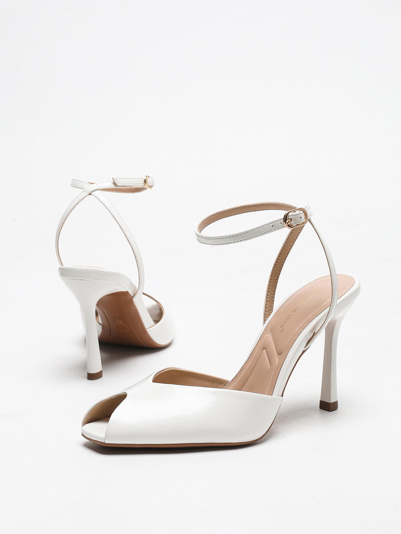 Chic Square-Toe Leather Peep-T - Women'S Shoes Peep Toe avaliação e preço