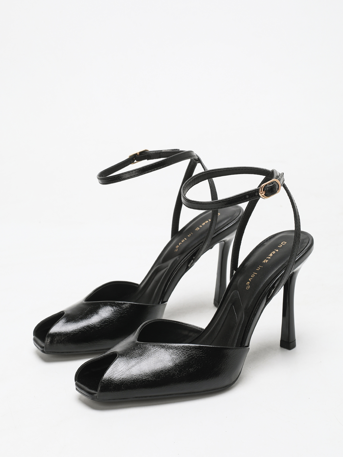 Chic Square-Toe Leather Peep-T - Women'S Shoes Peep Toe avaliação e preço
