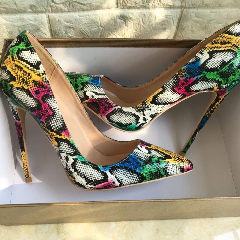 Colorful Python Leather High H - Women'S Shoes In Size 12 avaliação e preço