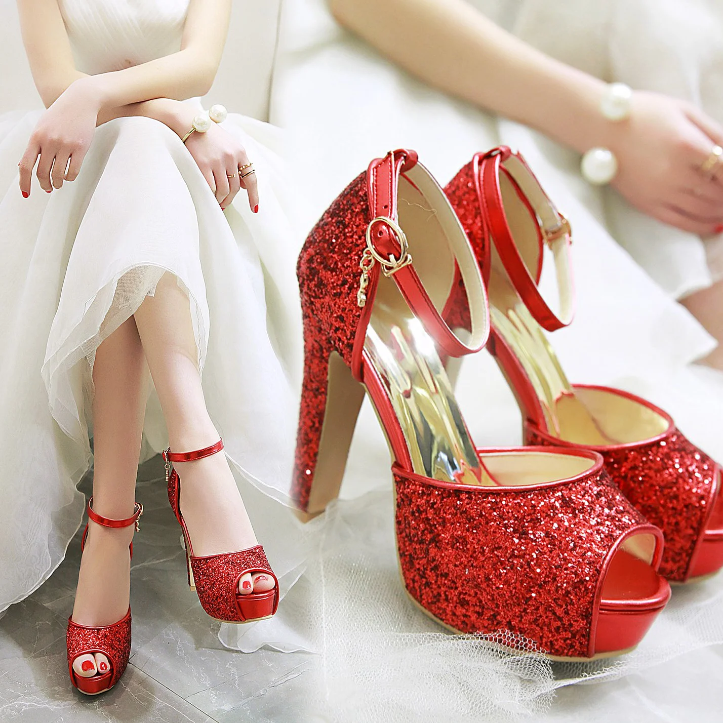 Silver Summer Women High Heel  - Women'S Shoes Peep Toe avaliação e preço