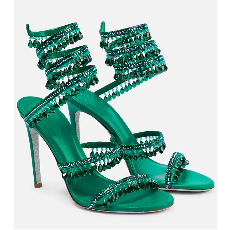 Sexy Green Crystal Fringe Stil - Women'S Shoes Peep Toe avaliação e preço