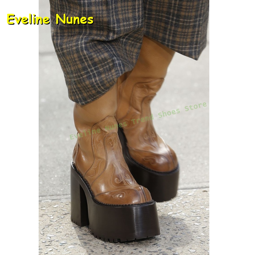 Embroidery Platform Knee High  - Women'S Shoes Trending 2025 avaliação e preço