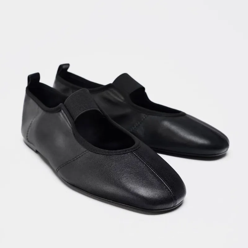 Fashion Soft Leather Ballet Fl - Square Toe Mule avaliação e preço