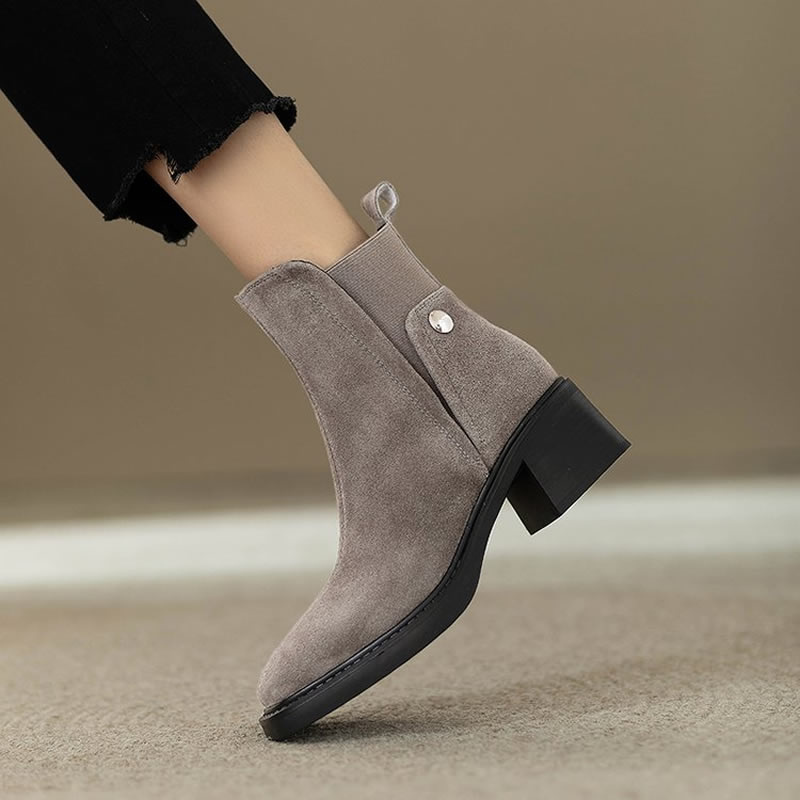 Suede Women Chunky Ankle Boots - Women'S Shoes Trending 2025 avaliação e preço