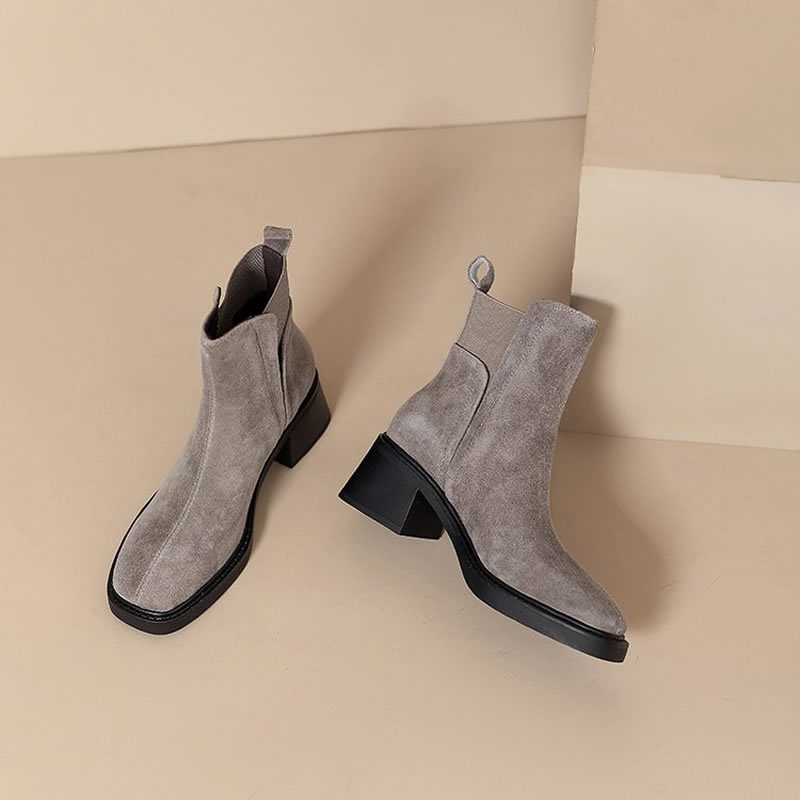 Suede Women Chunky Ankle Boots - Women'S Shoes Trending 2025 avaliação e preço