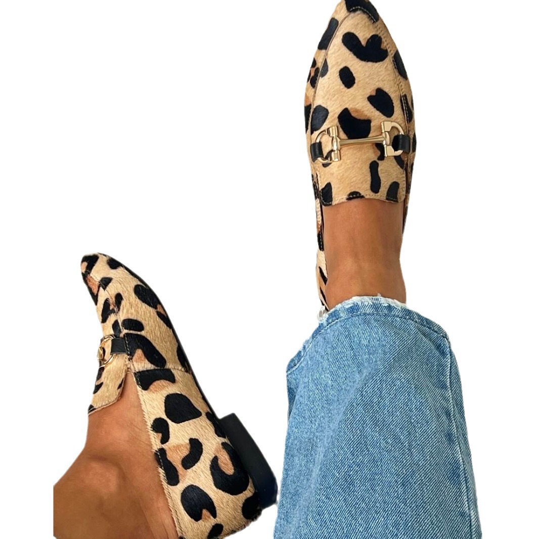 Large Size 40-43 Leopard Print - Square Toe Mule avaliação e preço
