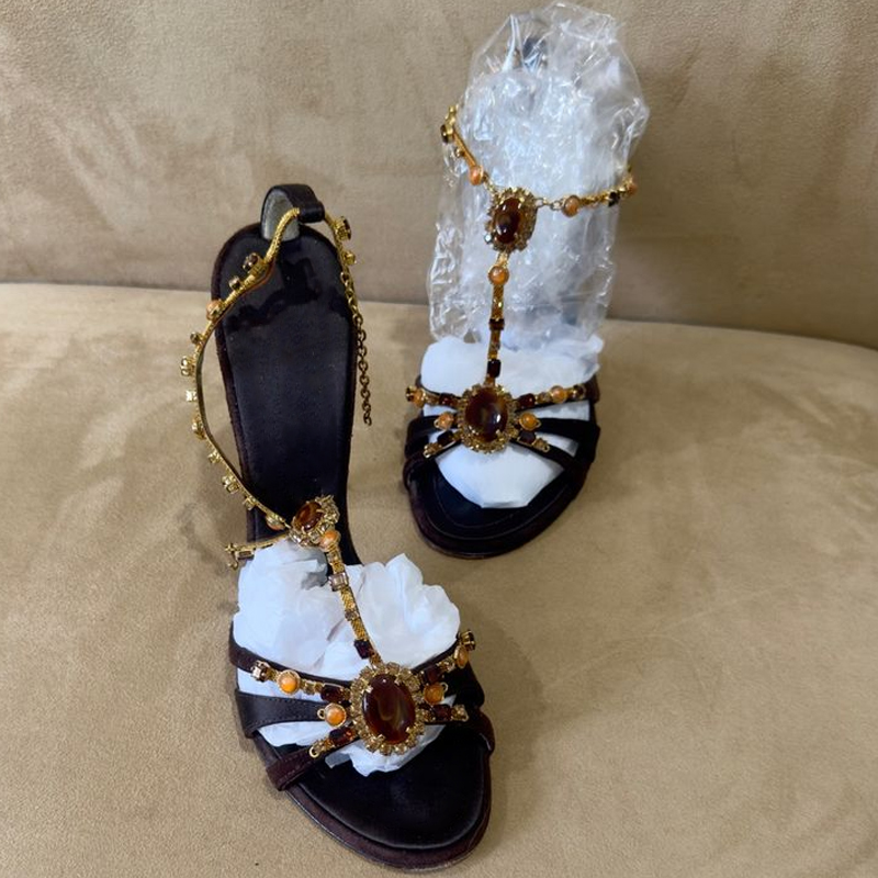 Rhinestone Open Toe Cross Stra - Women'S Shoes Peep Toe avaliação e preço
