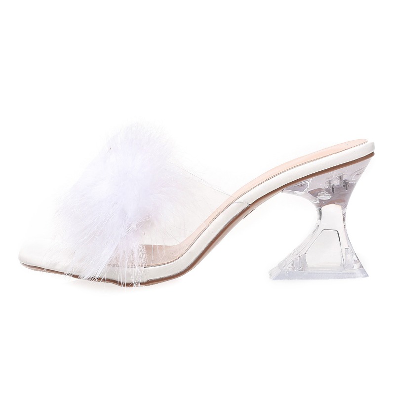 2025 New Elegant Sexy Feather  - Square Toe Mule avaliação e preço