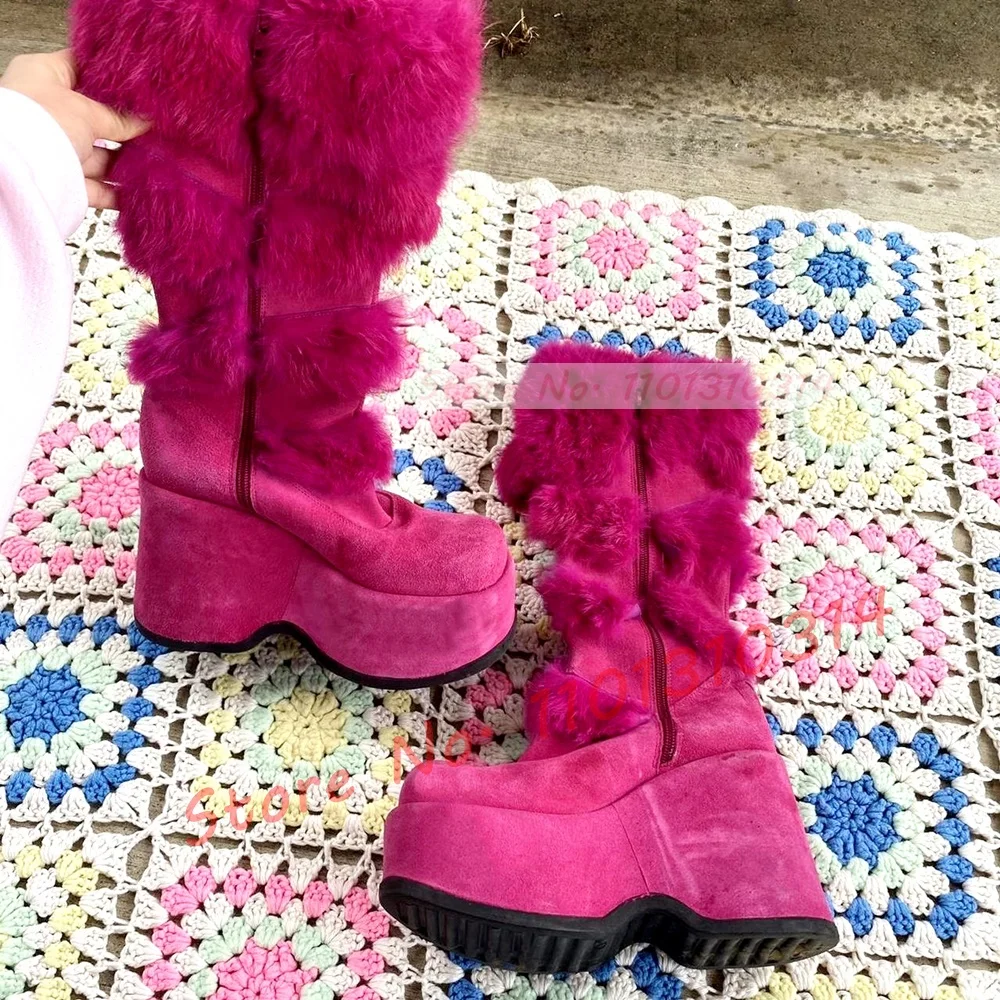 Hot Pink Thick-sole Furry Knee - Kids Shoes Women avaliação e preço