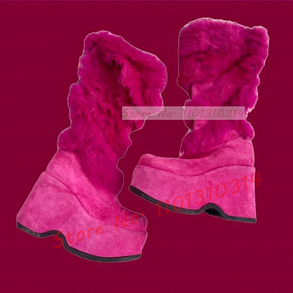 Hot Pink Thick-sole Furry Knee - Kids Shoes Women avaliação e preço