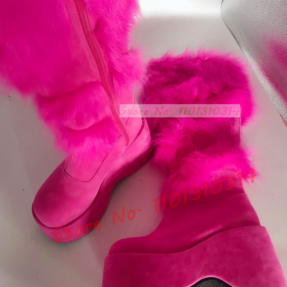 Hot Pink Thick-sole Furry Knee - Kids Shoes Women avaliação e preço