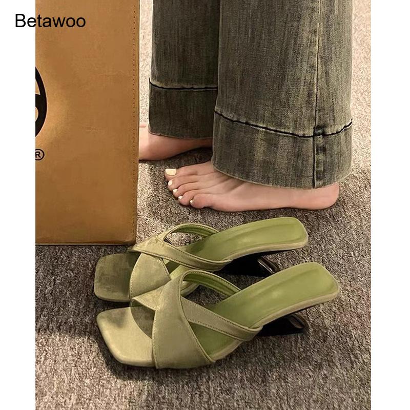 Women's Curved Block Heel Mule - Square Toe Mule avaliação e preço