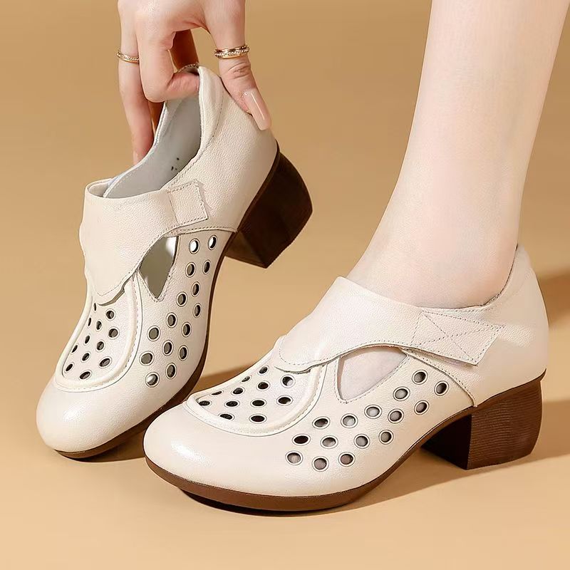 Women's Summer New Leather Hol - Square Toe Mule avaliação e preço