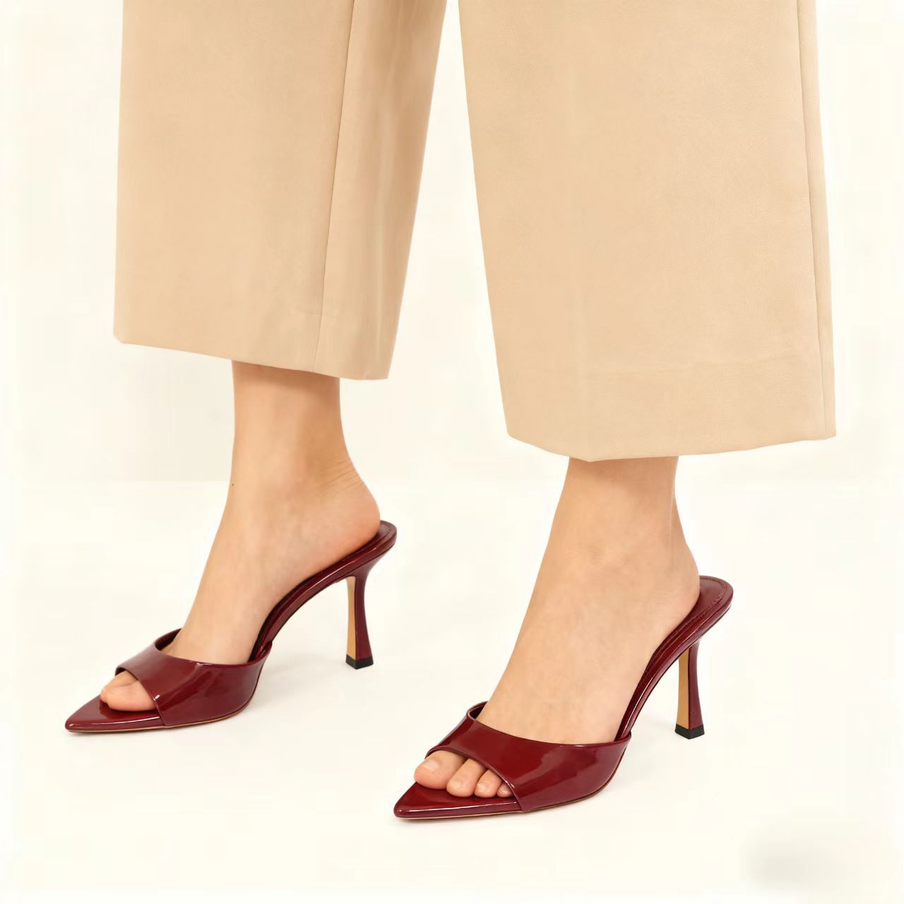 Women Glossy Leather Peep Toe  - Women'S Shoes Peep Toe avaliação e preço
