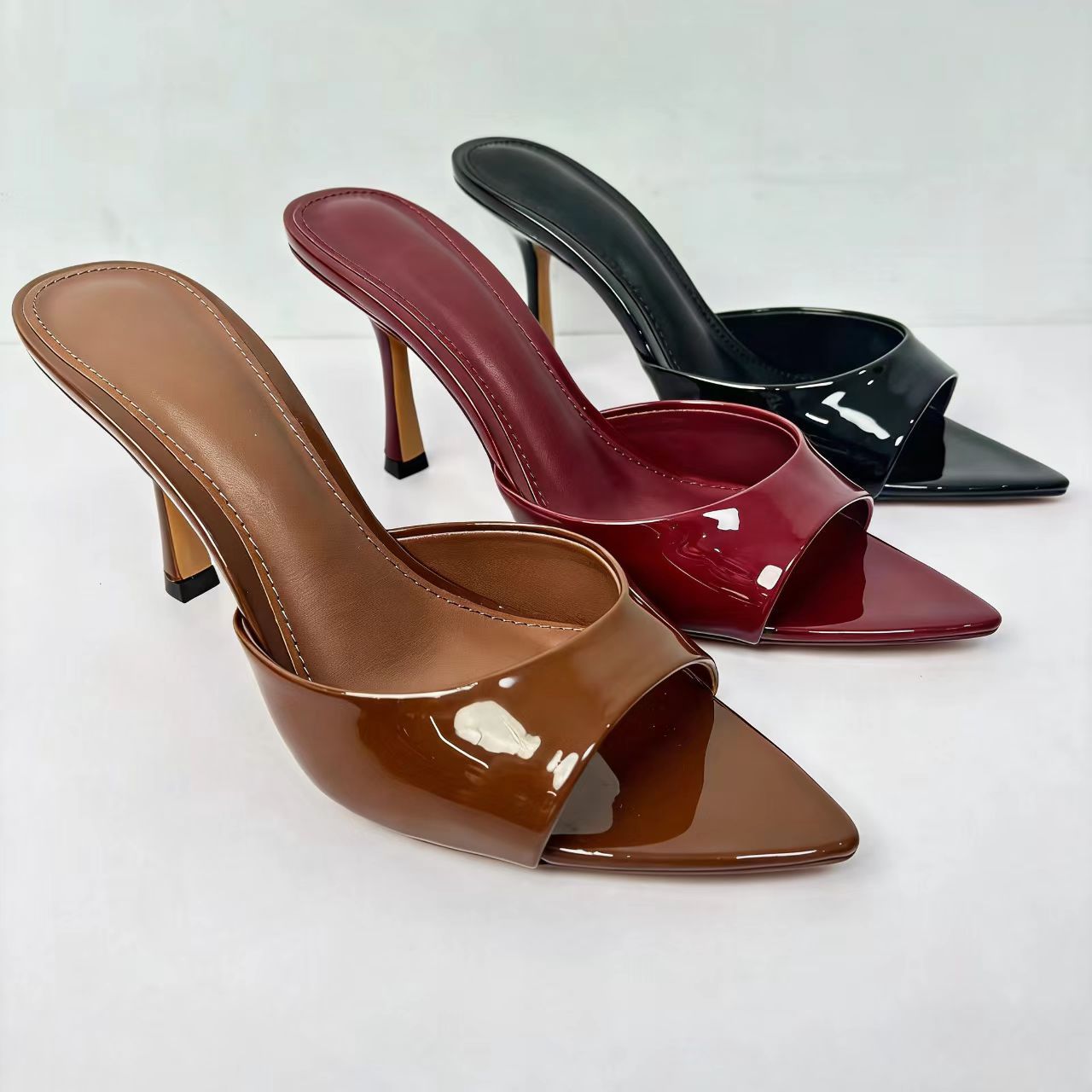Women Glossy Leather Peep Toe  - Women'S Shoes Peep Toe avaliação e preço