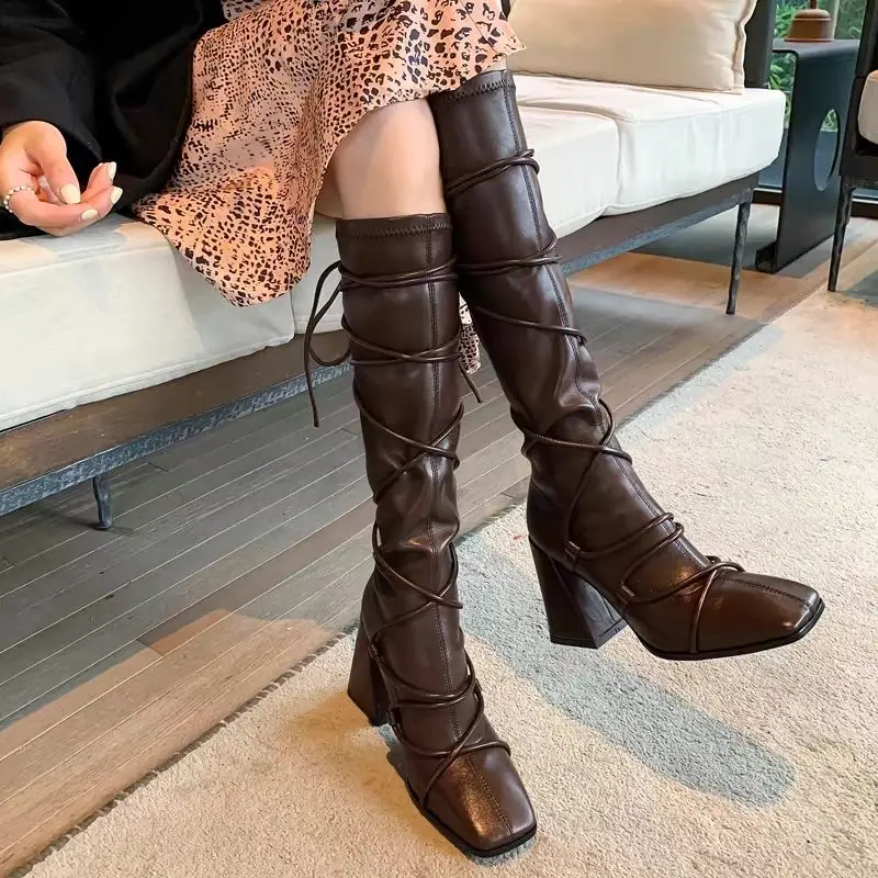 Autumn Winter Leather Strap Kn - Women'S Shoes Trending 2025 avaliação e preço