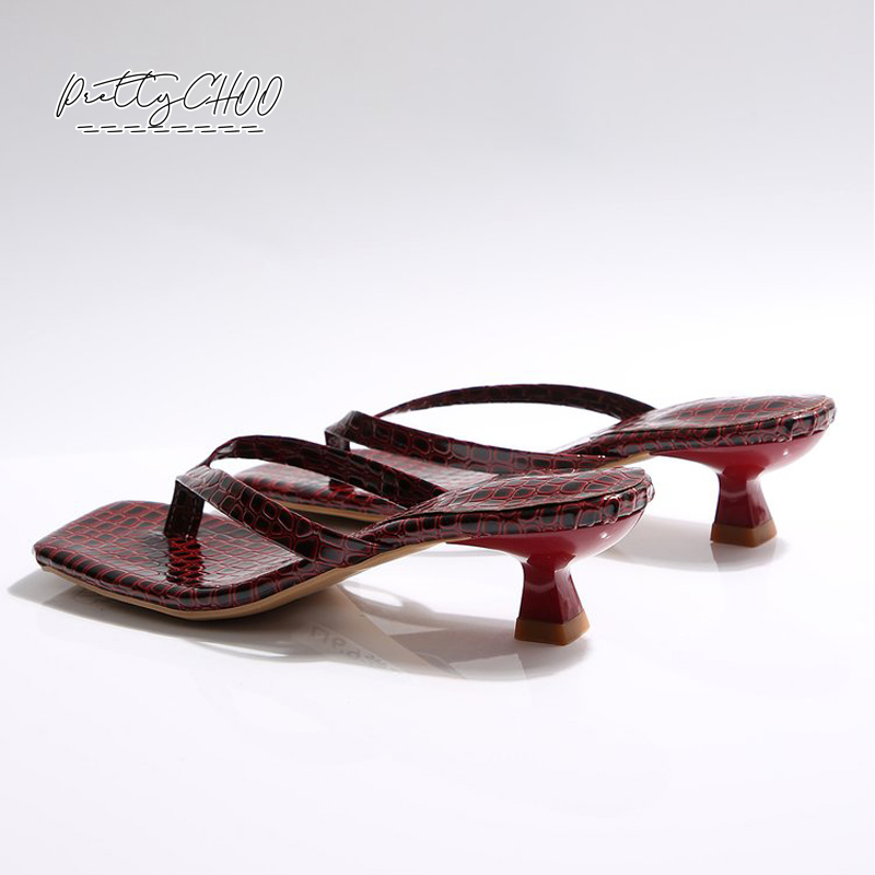 Crocodile Print Kitten Heel Fl - Square Toe Mule avaliação e preço