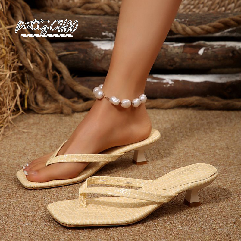 Crocodile Print Kitten Heel Fl - Square Toe Mule avaliação e preço